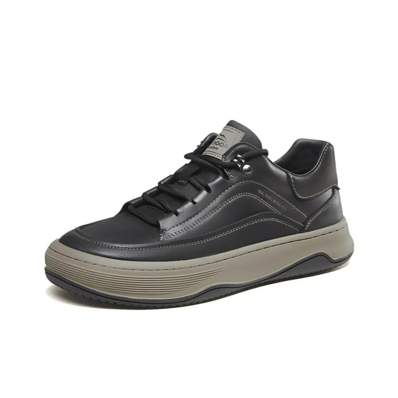 KANGNAI Skateboard Shoes Men Low Top Black/Earth Yellow-0
