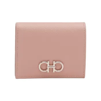 FERRAGAMO GANCINI Calfskin Wallet Women's Pink
