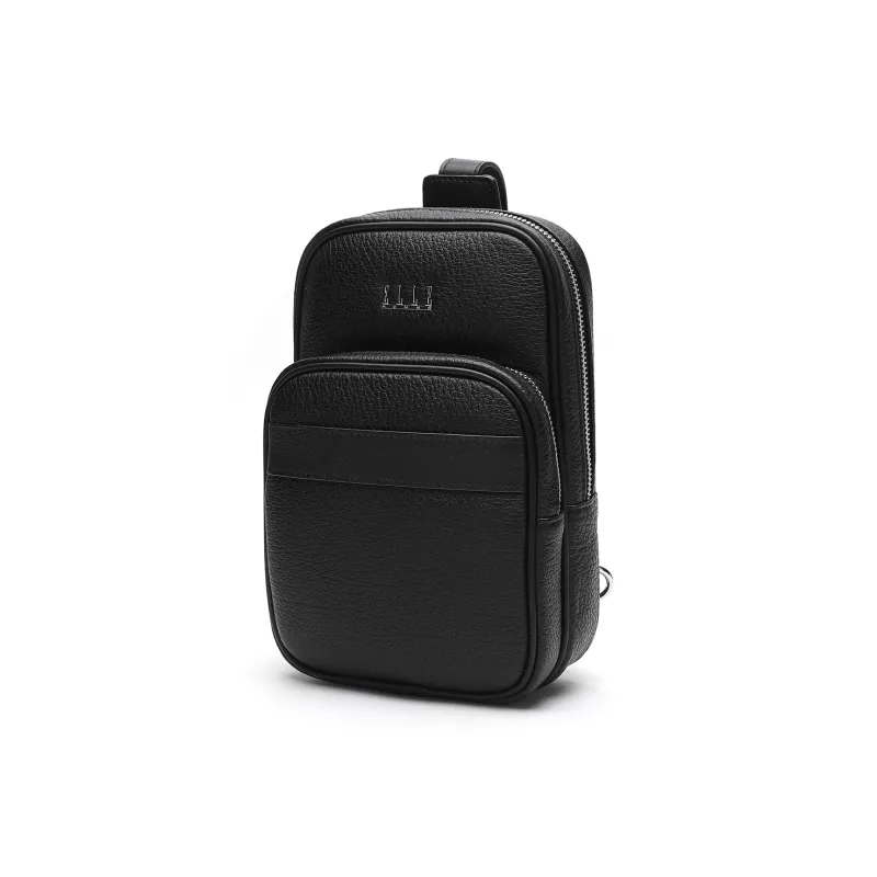 ELLE HOMME Top Grain Cow Leather Sling Bag Small Size Men's Black-1
