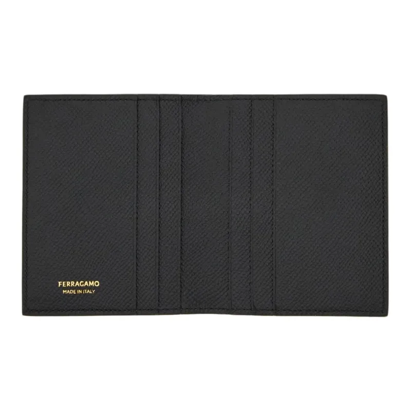 FERRAGAMO Leather Card Holder Men's Black-3