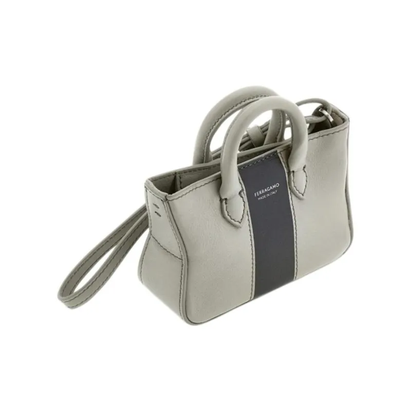 FERRAGAMO Cow Leather Tote Bag Accessory Mini Men's Concrete Gray+Black-1