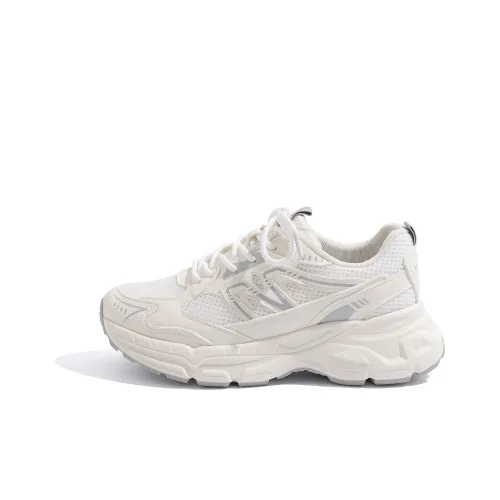 HUANQIU Chunky Sneakers Women's Low-Top White Gray