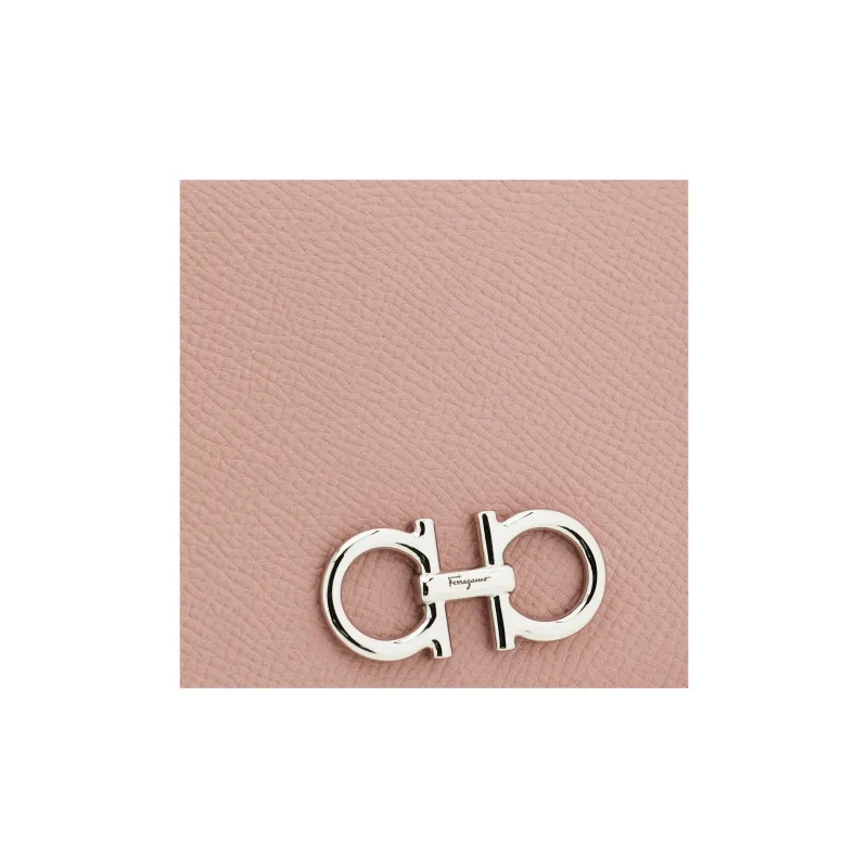 FERRAGAMO GANCINI Calfskin Wallet Women's Pink-4