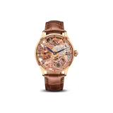 Rose Case Rose Dial Blue Needle Brown Belt