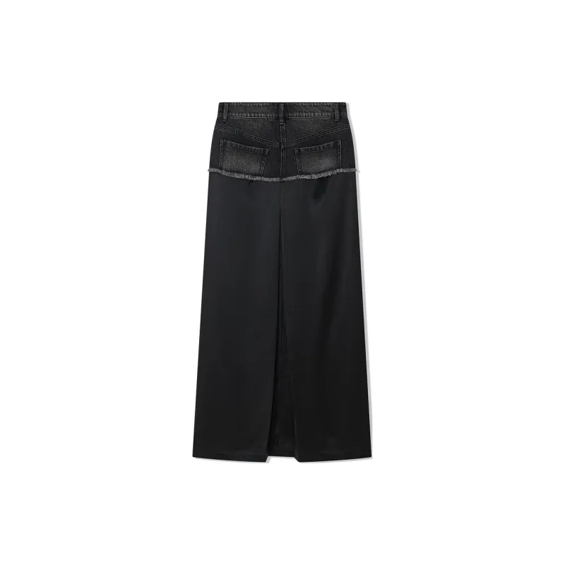 COVERINS Denim Long Skirt Women's Black-1