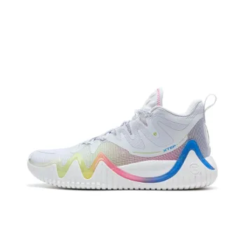 XTEP Abrasion Resistant Rebound High Top Basketball Shoes Men's White Green Pink