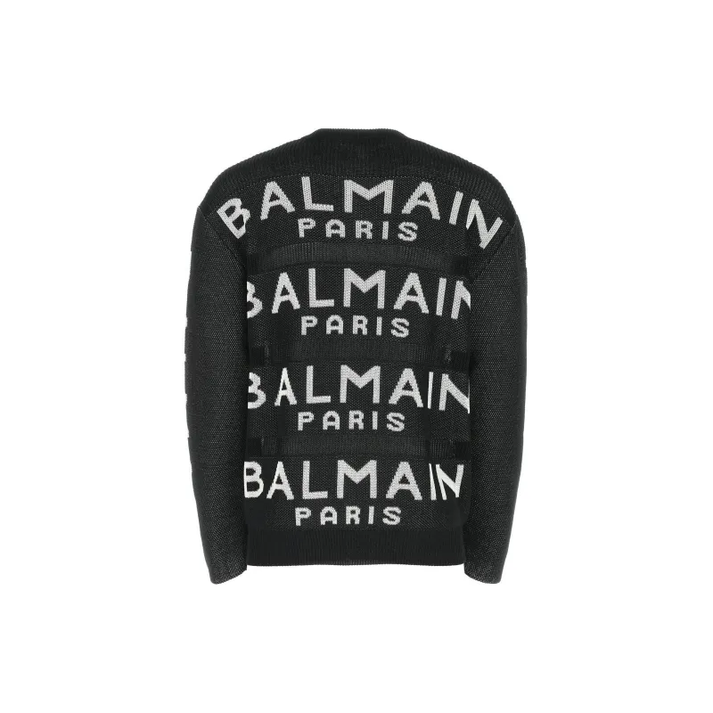 BALMAIN All Over Logo Crewneck Sweater-1