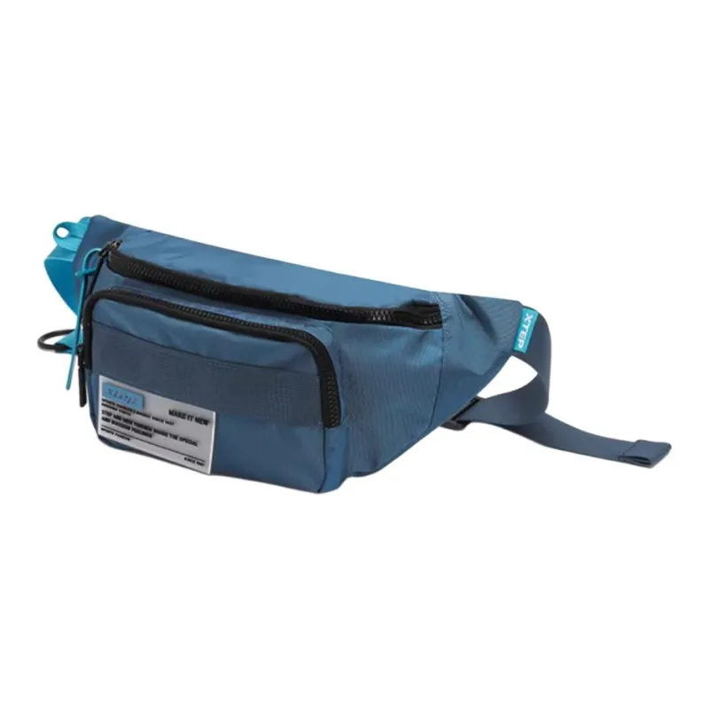 XTEP Fabric One Shoulder Sling Bag Fanny Pack Unisex Light Gray/Black/Blue-9
