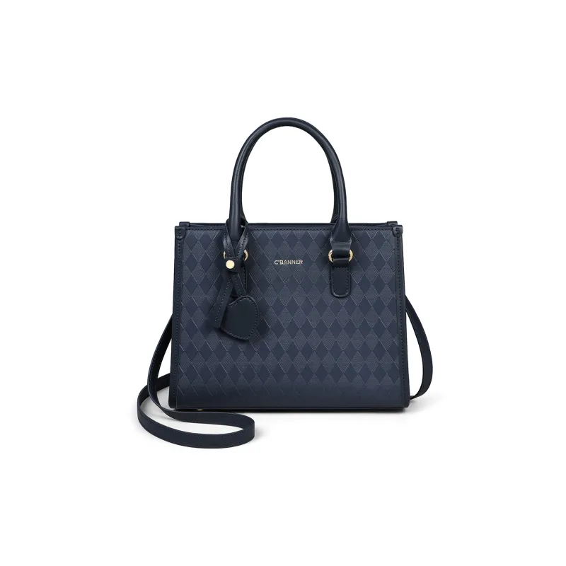 C°BANNER Cow Leather With Synthetic Leather Handbag, Shoulder Bag, Crossbody Bag, Mom Bag Tubas Women's Blue-4