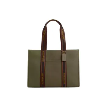 COACH Smith High Quality Pebbled Leather Tote Bag Shopping Bag Shoulder Bag Handbag Large Size Women's Olive Umber