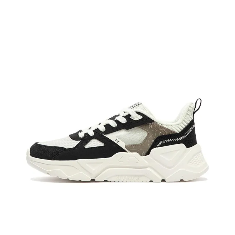 361° Cushioning Wear-Resistant Low-Top Casual Shoes Women's White Black-0