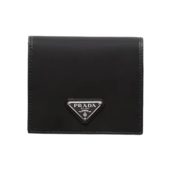 PRADA Fabric With Leather Wallet Men's Black