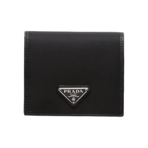 PRADA Fabric With Leather Wallet Men's Black