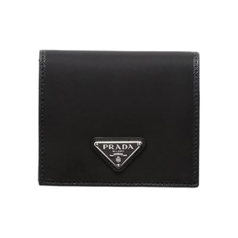PRADA Fabric With Leather Wallet Men's Black-0