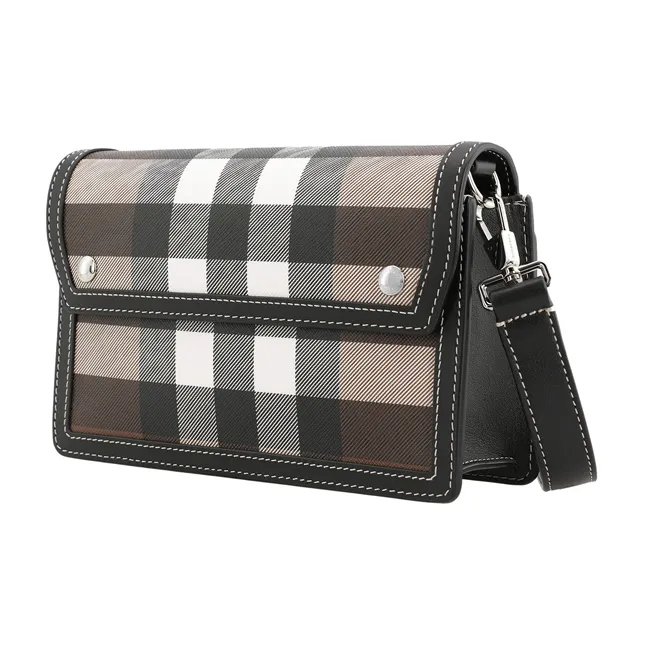Burberry Canvas With Leather Shoulder Bag Crossbody Bag Unisex Dark Brown-3