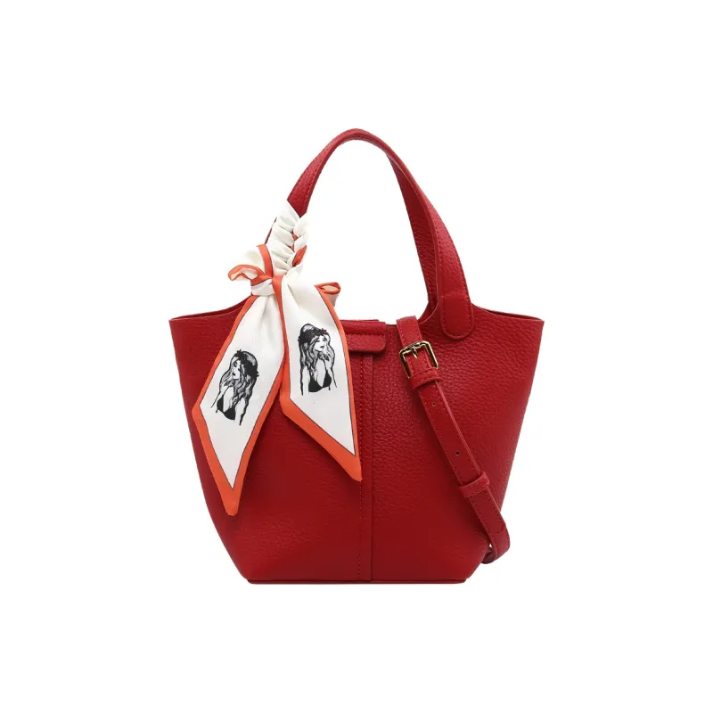 TTaG．baG Microfiber Synthetic Leather Shoulder Bag Women's Red-0