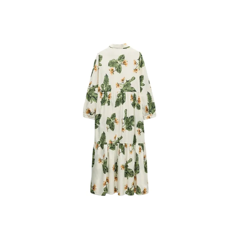 ZARA Long Sleeved Dress Women's White-1