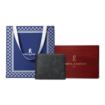 ROBERTA DI CAMERINO Top Grain Cow Leather Wallet Regular Men's Black