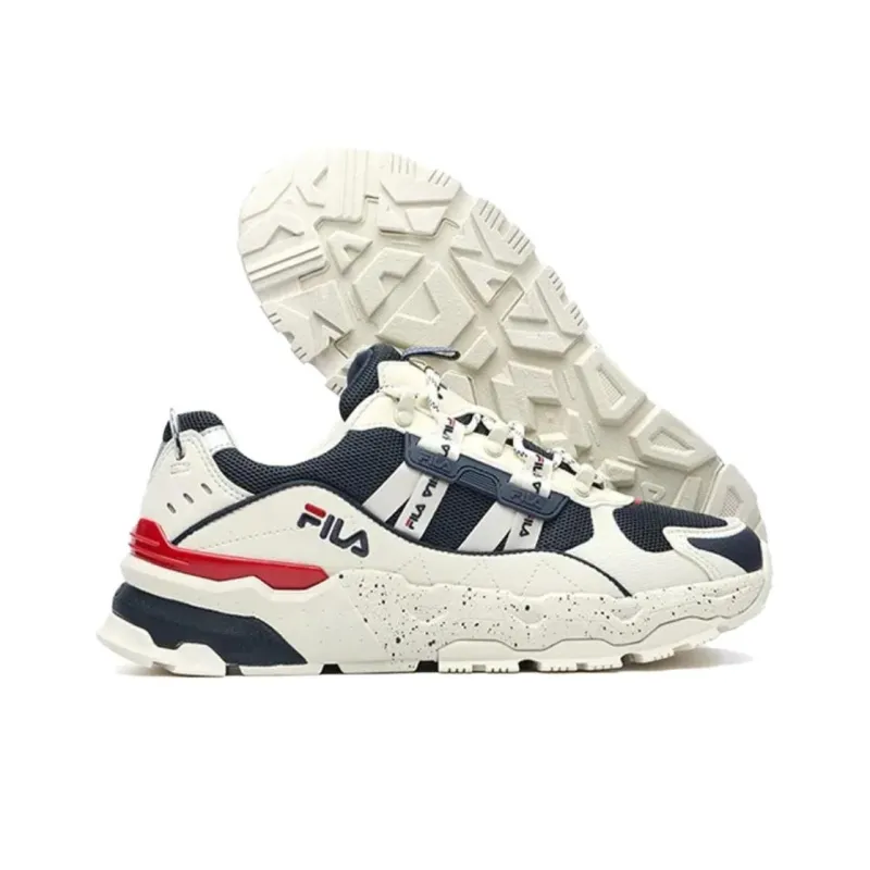 FILA TREK Slip Resistant, Abrasion Resistant, Lightweight Low Top Chunky Sneakers Women's White Blue-2
