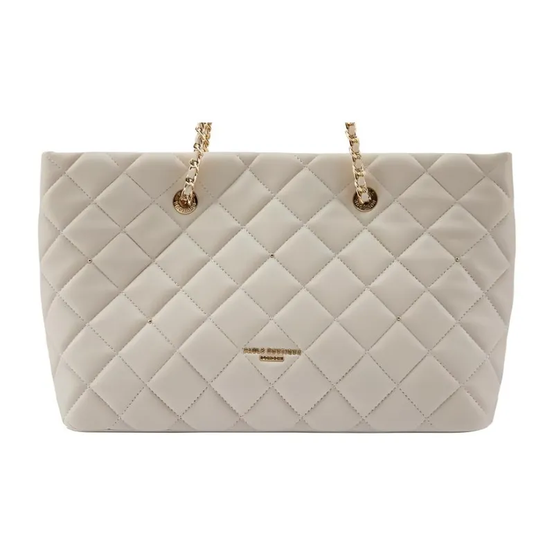 PAULS BOUTIQUE Pure Vegan Leather Tote Bag Shopping Bag Handbag Shoulder Bag Women's Cream-1