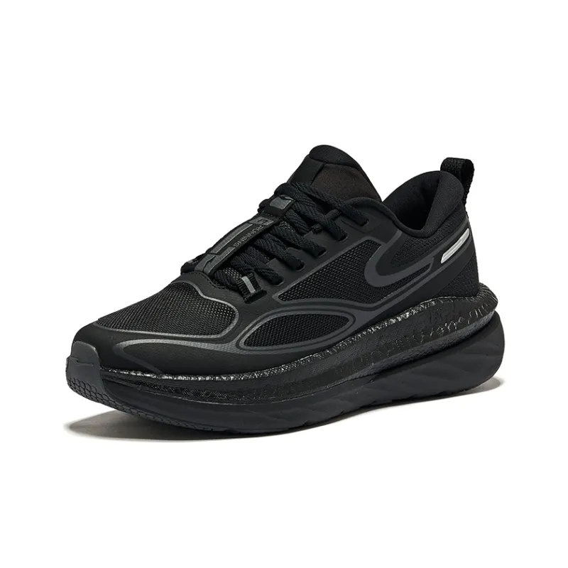 Erke Cushioning Wear Resistant Low Top Running Shoes Women's Jet Black Carbon Gray-2