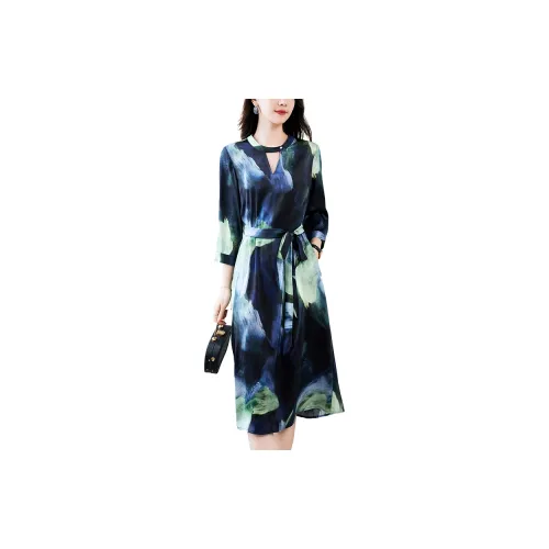 To the west Long-Sleeved Dresses Women's Navy Blue