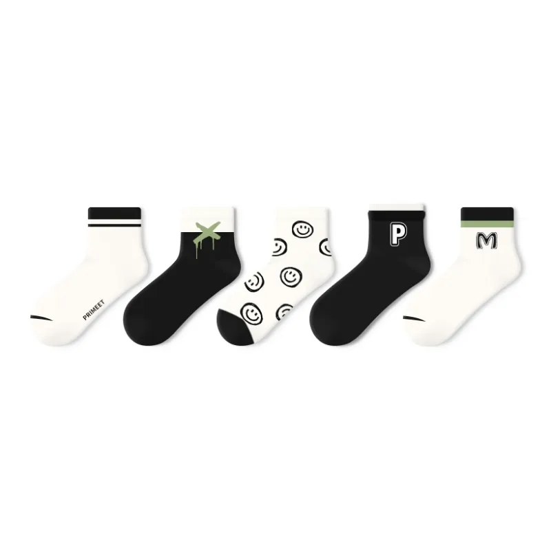 Primeet Mid Calf Socks Fall Winter Unisex 5 Pack Mixed Color-32