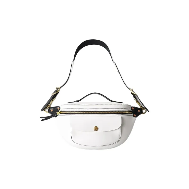 LINE ARTISANAL Cow Leather Sling Bags Crossbody Bags Medium Size Unisex Black & White-1
