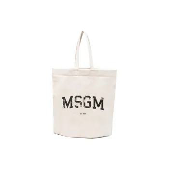 MSGM Polyurethane Tote Bag Shopping Bag Shoulder Bag Handbag Women's Ecru