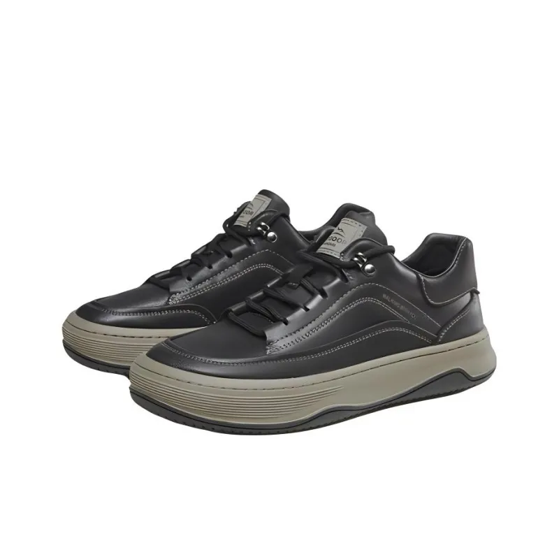 KANGNAI Skateboard Shoes Men Low Top Black/Earth Yellow-1