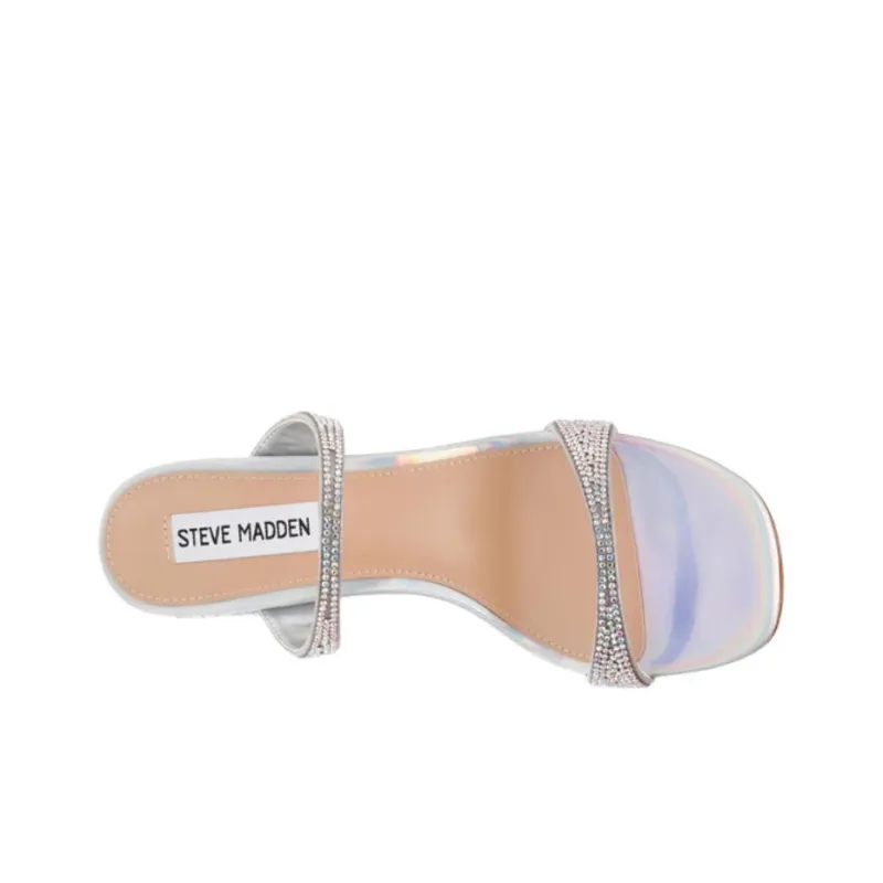 STEVE MADDEN Rubber Sole Slip-Resistant Abrasion-Resistant Slide Slippers Women's Silver-2
