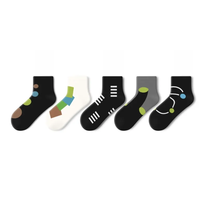 Primeet Mid Calf Socks Fall Winter Unisex 5 Pack Mixed Color-36