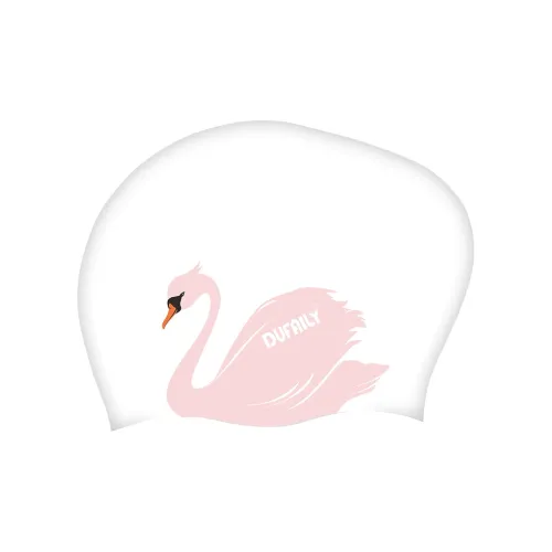 DUFAILY Swimming Caps High-Rebound Silicone Beach Fitness Swim For Long Hair Women's 25CM - Alien Model Pink Swan