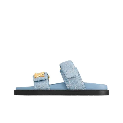 LOUIS VUITTON Sunset Painted Series Slide Slippers Women's Blue