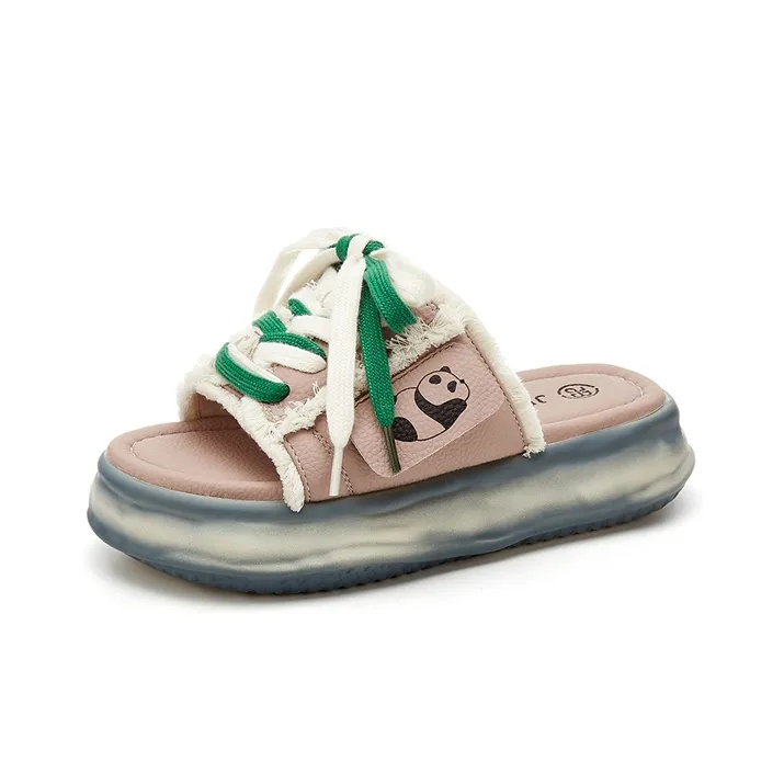 Jin Baichuan Leather Patchwork Odor Resistant Quick Dry Slide Slippers Women's-1
