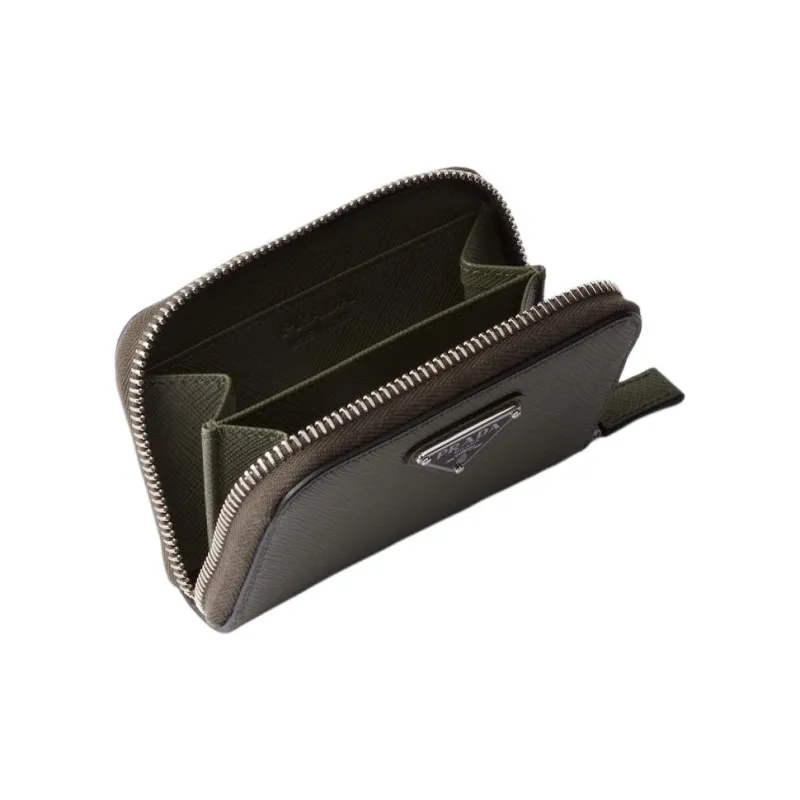 PRADA Saffiano Leather Coin Purse Wallet Men's Green-2