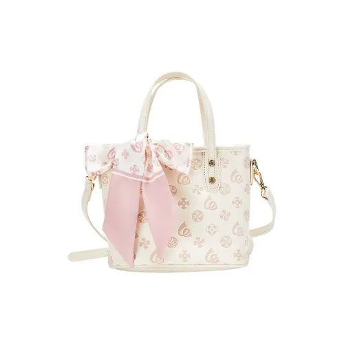 JANE KLAIN Synthetic Leather Basket Bag Handbag Crossbody Bag Regular Women's White/Pink