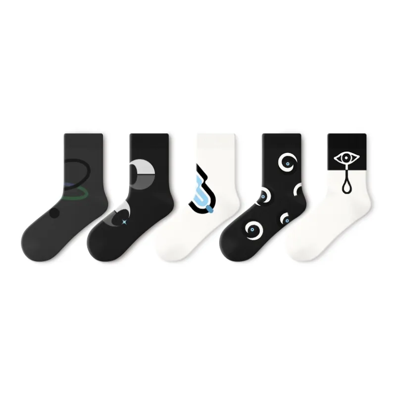 Primeet Mid Calf Socks Fall Winter Unisex 5 Pack Mixed Color-40