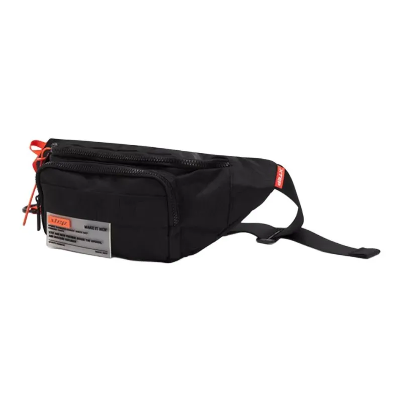 XTEP Fabric One Shoulder Sling Bag Fanny Pack Unisex Light Gray/Black/Blue-5