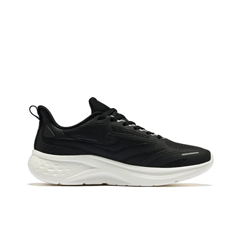 Erke Cushioning Breathable Low Top Running Shoes Women's Jet Black Bright Silver-1