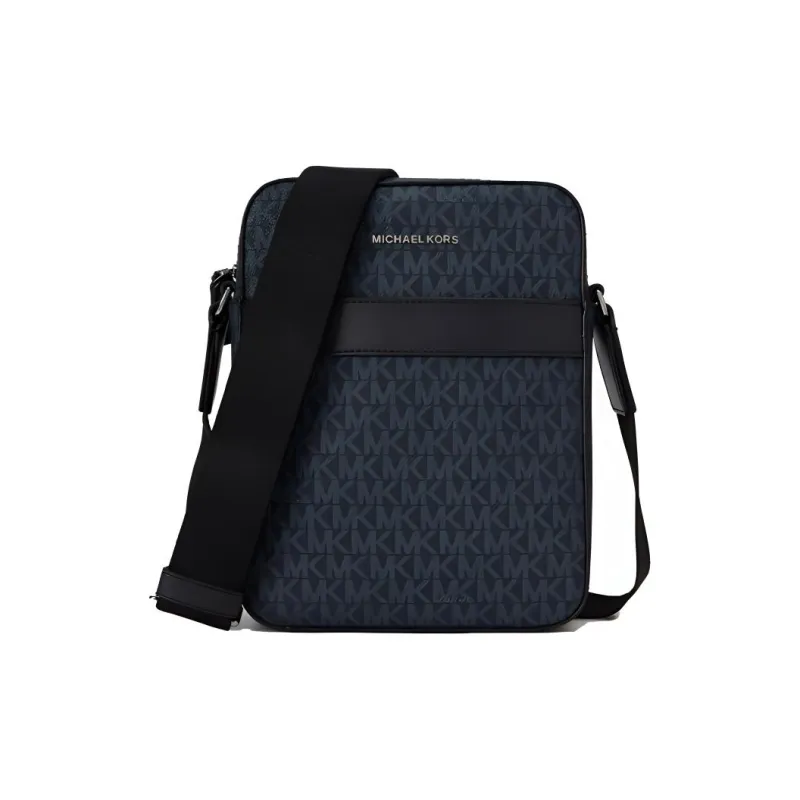 MICHAEL KORS MK Cooper Artificial Leather Shoulder Bag, Crossbody Bag Medium Size Men's Marine Blue-0