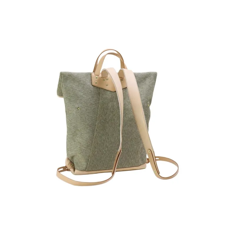 LINE ARTISANAL Canvas Canvas Bag Backpack Large Size Unisex Green/Black/Ecru-1