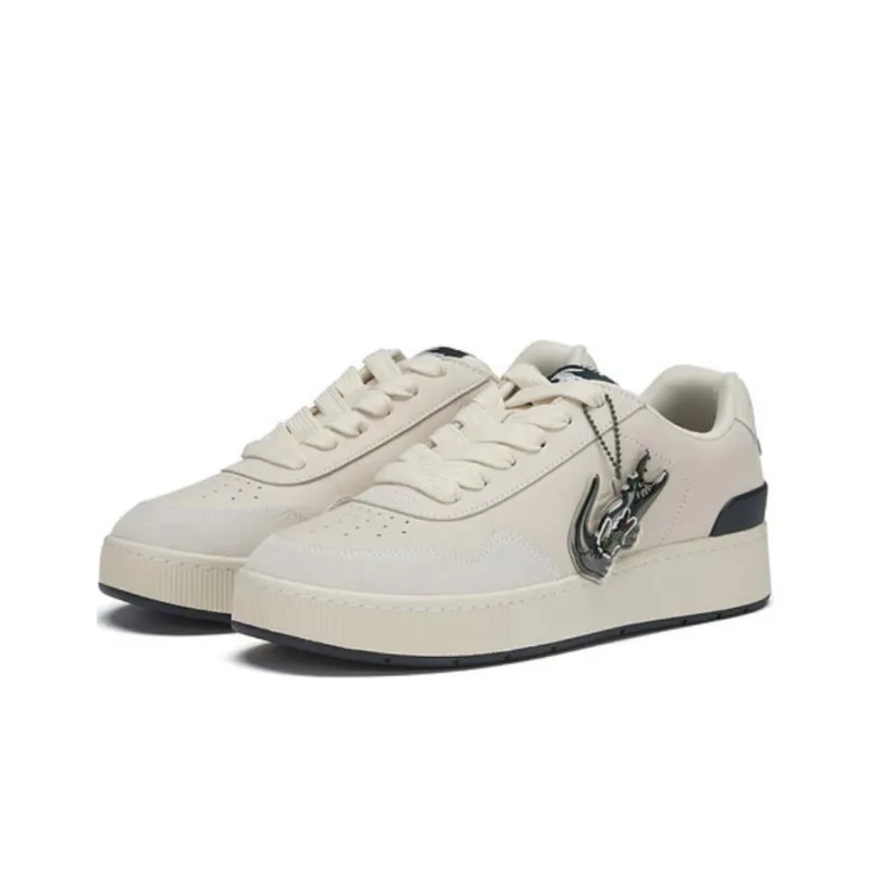LACOSTE Low Top Skateboard Shoes Men's Beige-2