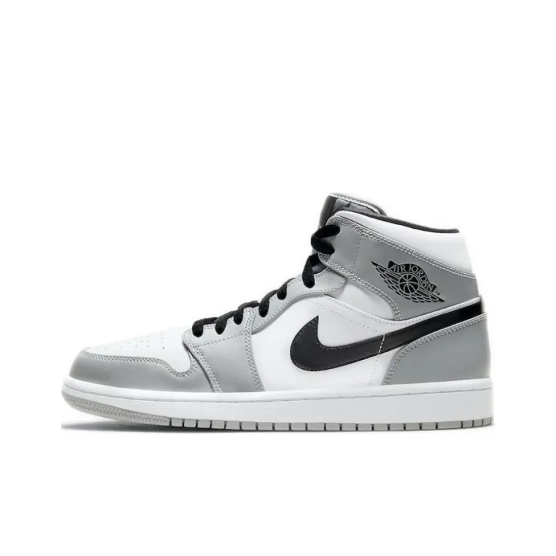 Jordan Air Jordan 1 Cushioned Slip Resistant Abrasion Resistant Mid Top Vintage Basketball Shoes Men's Smoke Gray-0