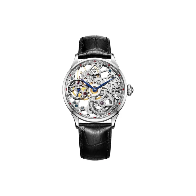 Diamond Manual Mechanical Movement Men's Watches Cut-Out Dial-8