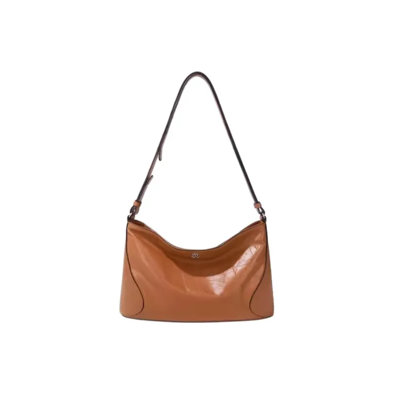 BAMPO Cow Leather Tote Bag Shopping Bag Crossbody Bag Shoulder Bag Large Size Women's Brown-0