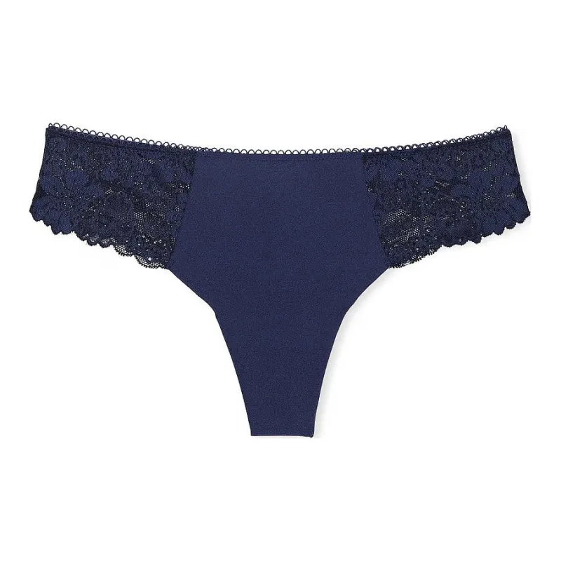 Victoria's Secret PINK NO-SHOW THONG PANTY / MNLT Underpants Women's 1 Pack Blue-0