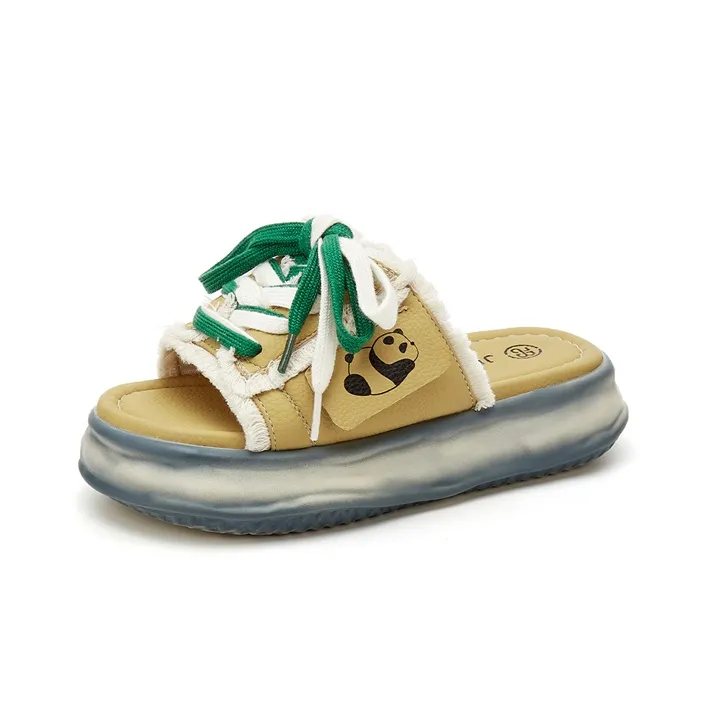 Jin Baichuan Leather Patchwork Odor Resistant Quick Dry Slide Slippers Women's-10