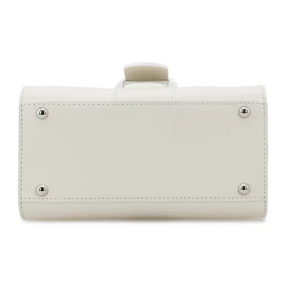 Delvau Cow Leather Shoulder Bag, Crossbody Bag, Handbag Mini Women's White-6