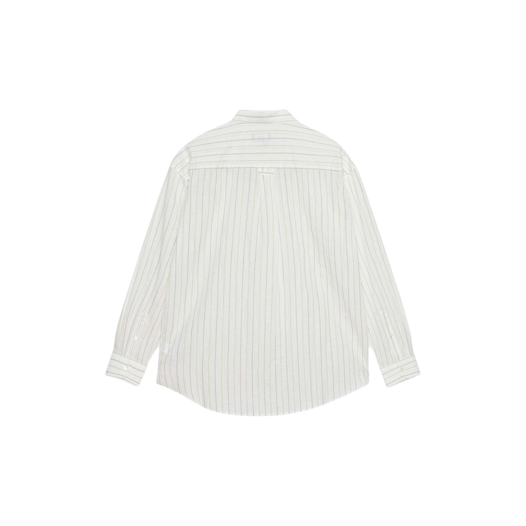 Stussy Classic Striped Cotton Linen Shirt White L - POIZON